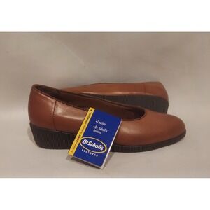 Dr. Scholls Womens Brown Leather Comfort Wedge Ballet Slip-Ons Size 7.5 NWT